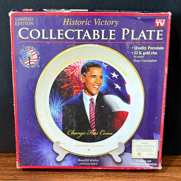 THE AMERICAN HISTORIC SOCIETY Collectable Plate President Obama - Picture 1 of 7